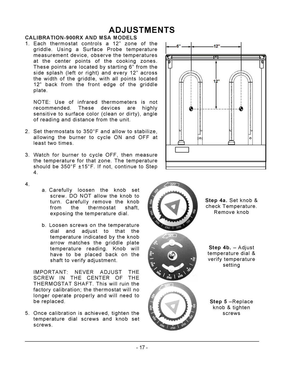 Vulcan-Hart AGM36, MSA72 ASA72, MSA60 ASA60, MSA48 ASA48, MSA24 ASA24, AGM60 Adjustments, CALIBRATION-900RX and MSA Models 