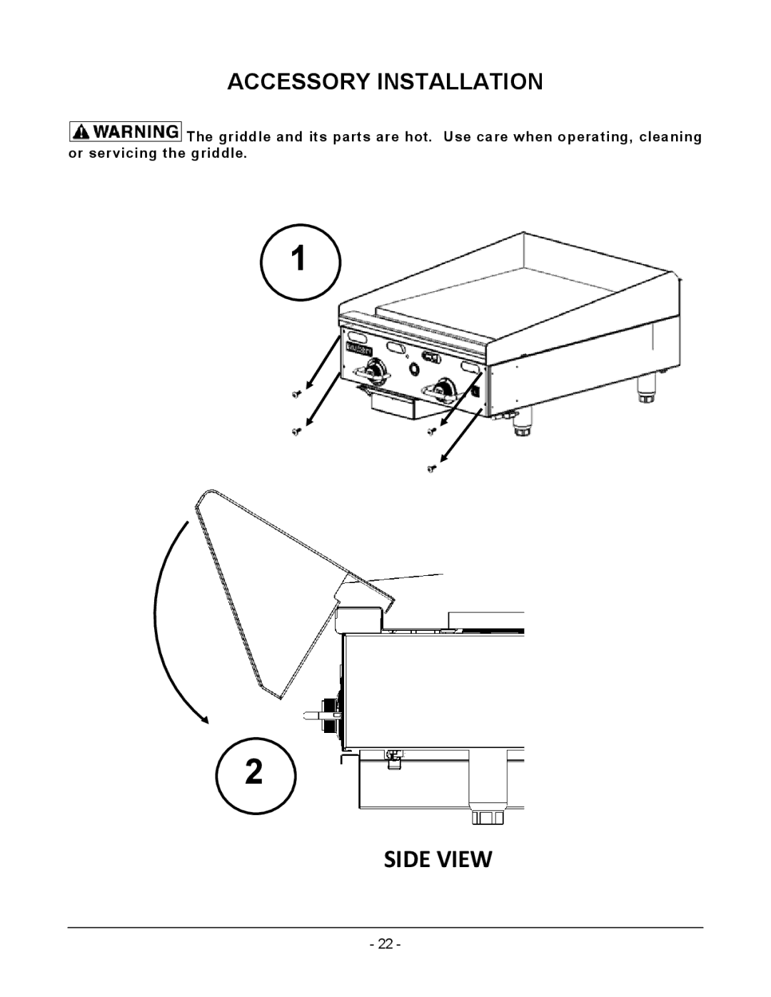 Vulcan-Hart MSA48 ASA48, MSA72 ASA72, MSA60 ASA60, MSA24 ASA24, MSA36 ASA36, AGM60, AGM72, AGM36, AGM24 Accessory Installation 