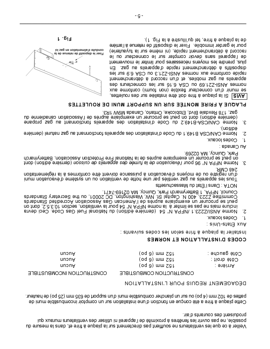 Vulcan-Hart AGM48, AGM60 Avis, Roulettes DE Muni Support UN SUR Montée Frire À Plaque, Normes ET D’INSTALLATION Codes 