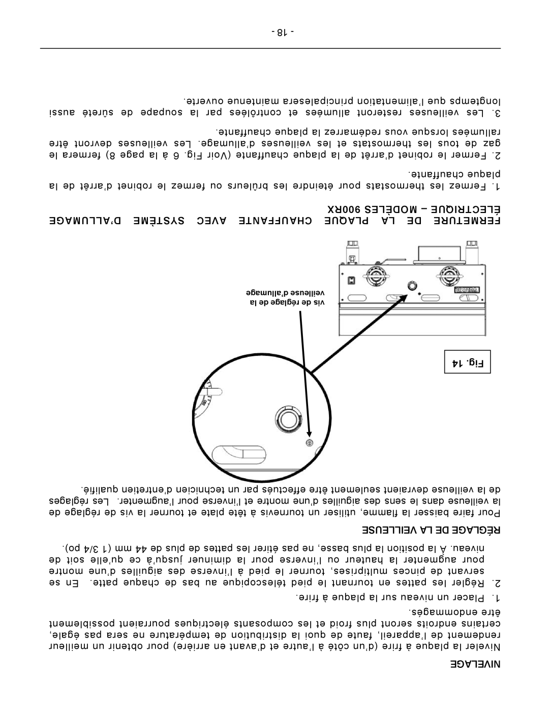 Vulcan-Hart MSA48 ASA48, AGM60 900RX Modèles Électrique, ’ALLUMAGE Système Avec Chauffante Plaque LA DE Fermeture, 14 .Fig 