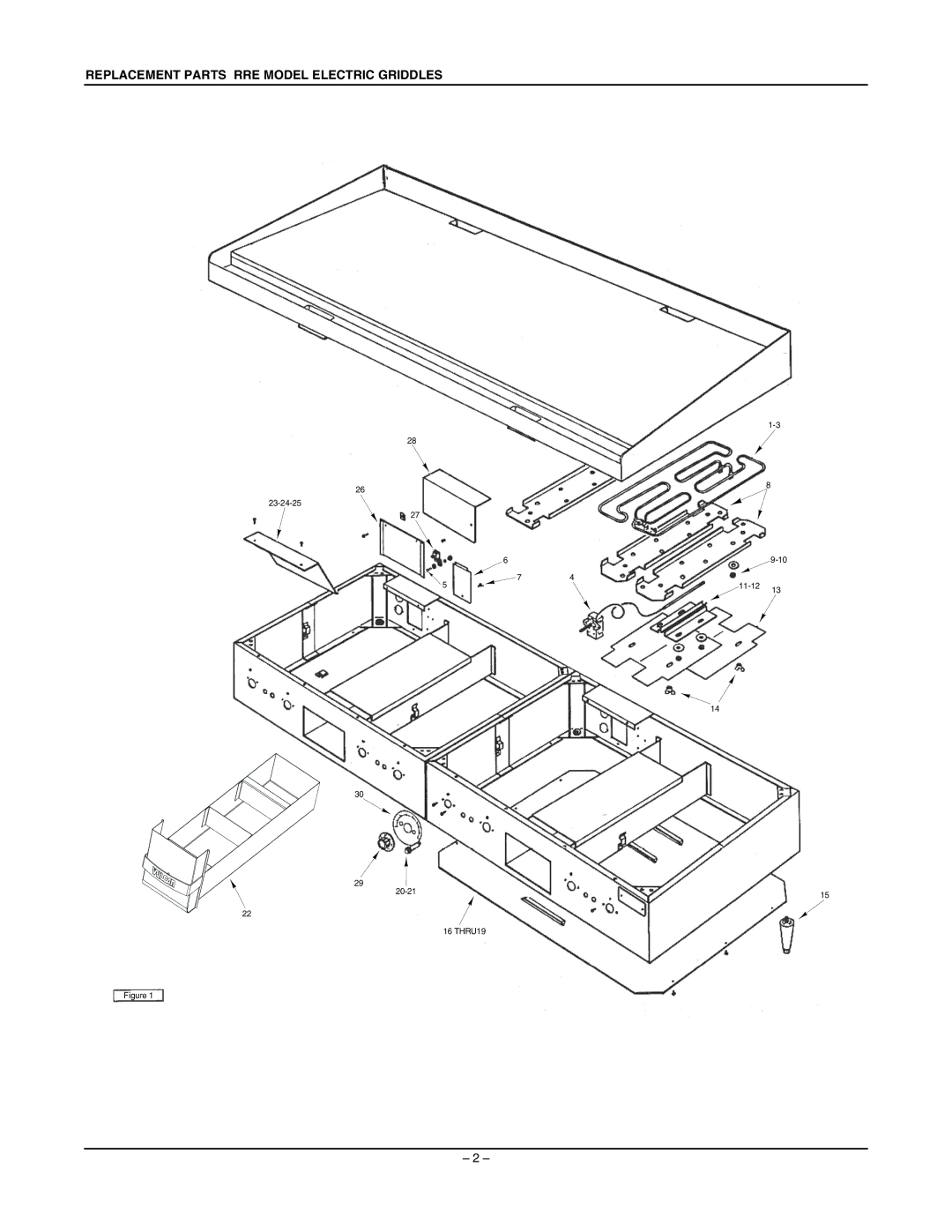 Vulcan-Hart RRE60D, RRE24D, RRE36D, RRE72D, RRE48D manual Replacement Parts RRE Model Electric Griddles 