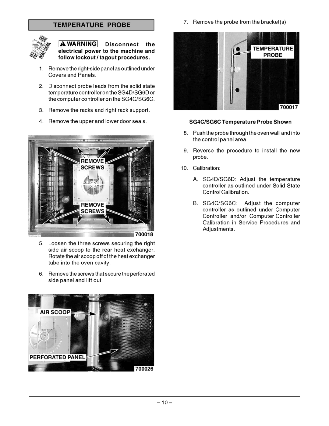 Vulcan-Hart SG4D service manual SG4C/SG6C Temperature Probe Shown 