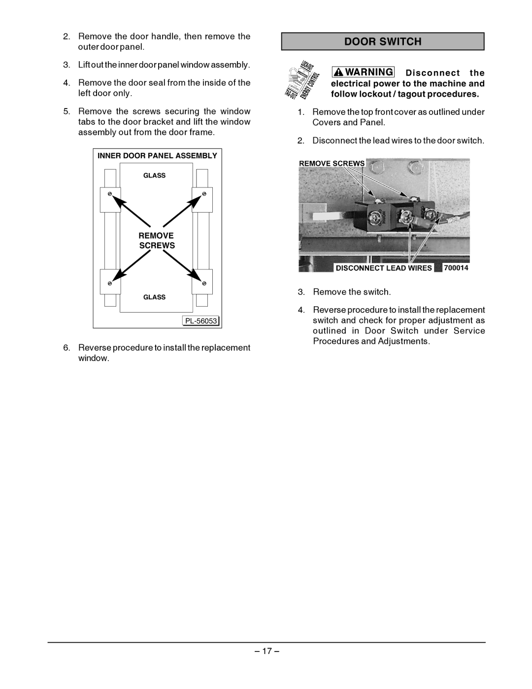 Vulcan-Hart SG4D service manual Door Switch 