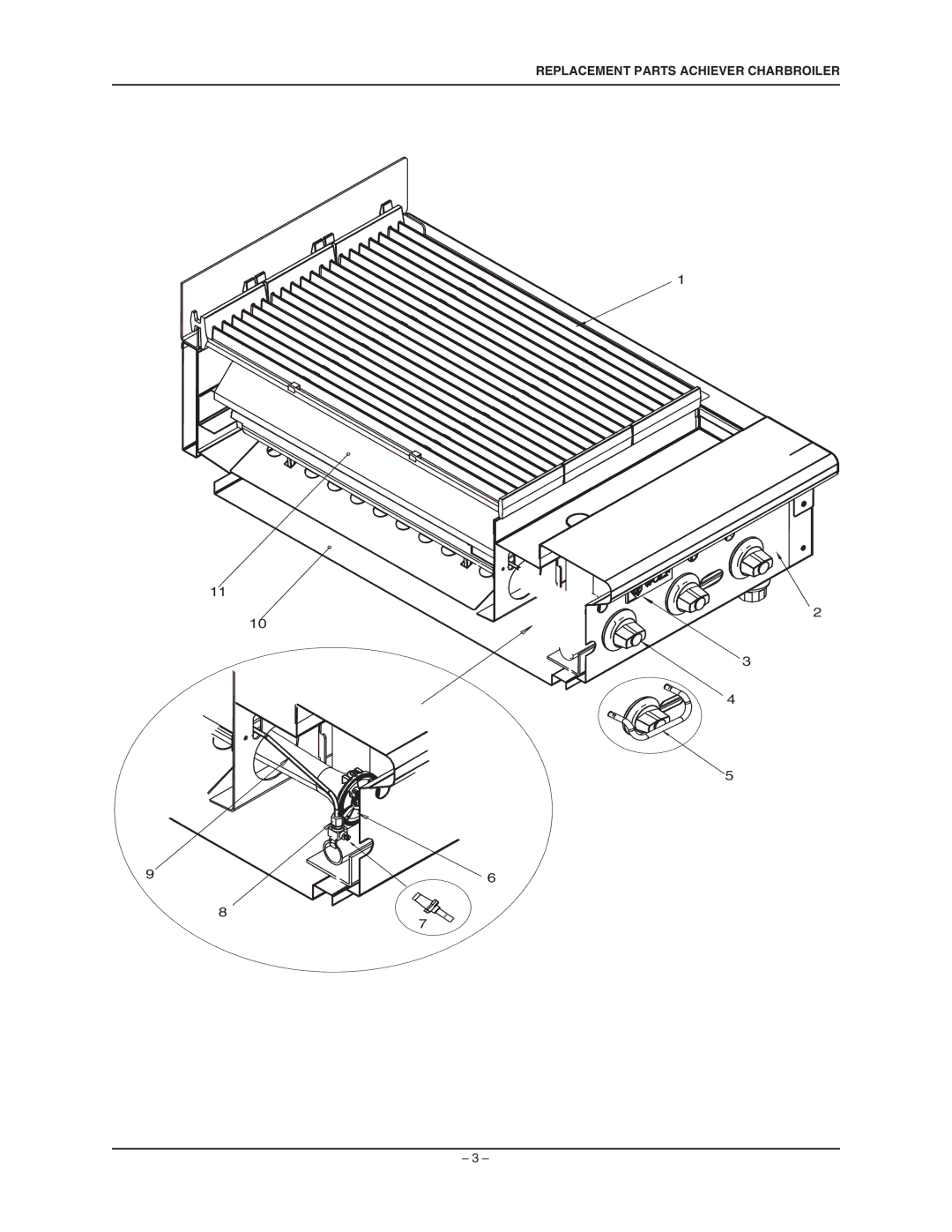 Vulcan-Hart VACB SERIES manual Replacement Parts Achiever Charbroiler 