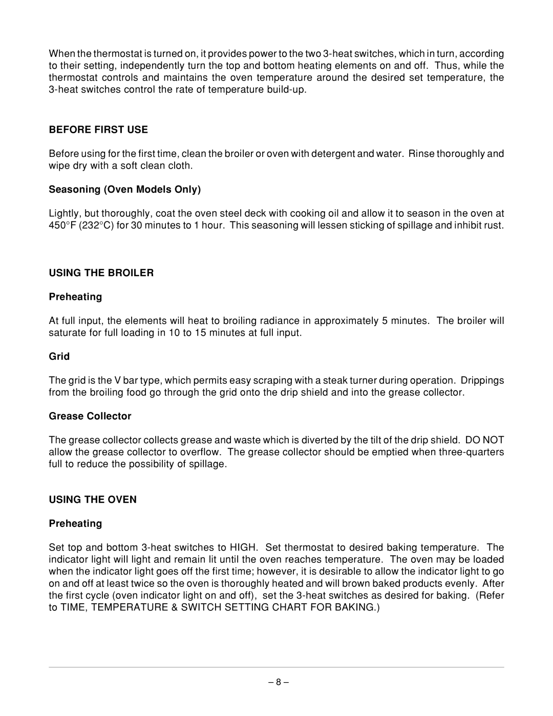 Vulcan-Hart VB 25 ML-052313, VB 21 ML-052312 operation manual Before First USE, Using the Broiler, Using the Oven 