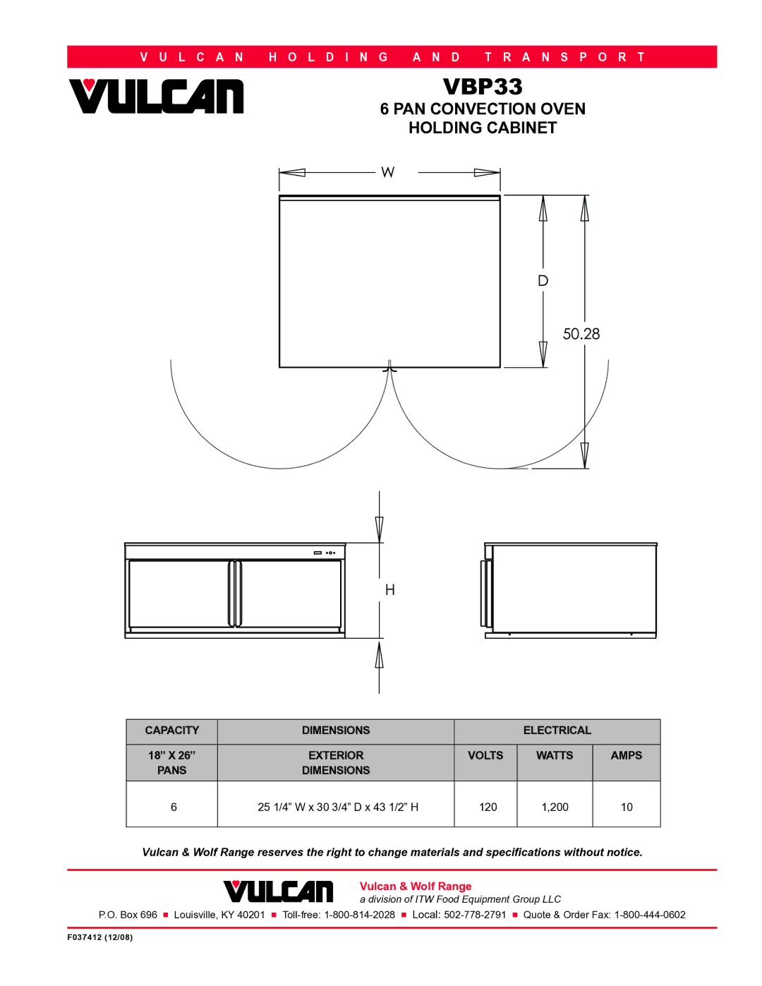 Vulcan-Hart VC44G, VBP33, SG44D, VC44E, VC4E, VC4G specifications L C a N H O L D I N G a N D T R a N S P O R T 