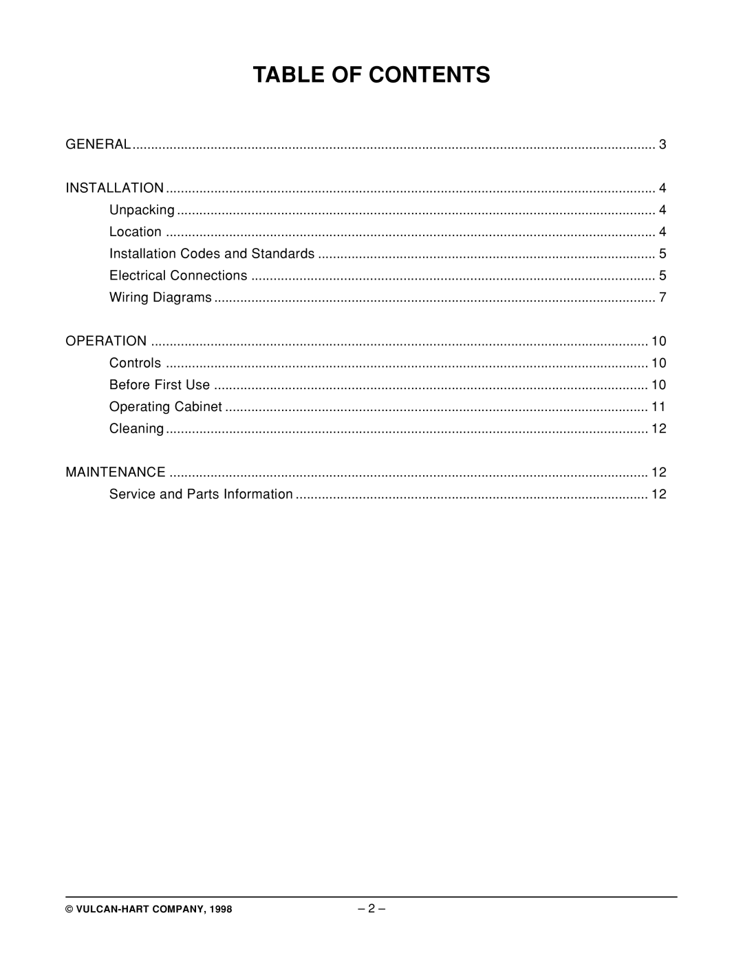 Vulcan-Hart VBP13 ML-126355, VBP7I ML-126358, VBP40 ML-126357, VBP77 ML-126354, VBP15 ML-126356 Table of Contents 