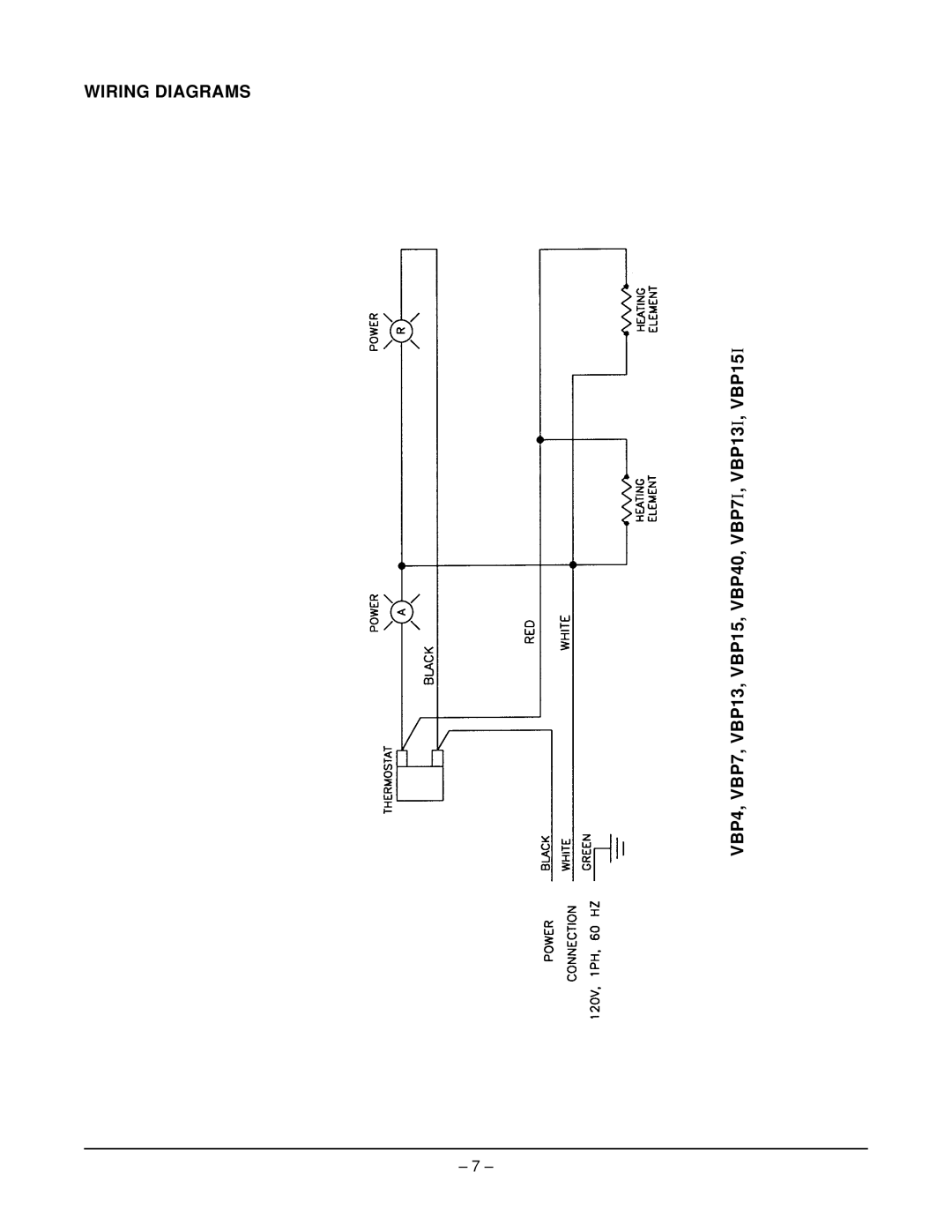 Vulcan-Hart VBP7I ML-126358, VBP40 ML-126357 Wiring Diagrams, VBP4, VBP7, VBP13, VBP15, VBP40, VBP7I, VBP13I, VBP15I 