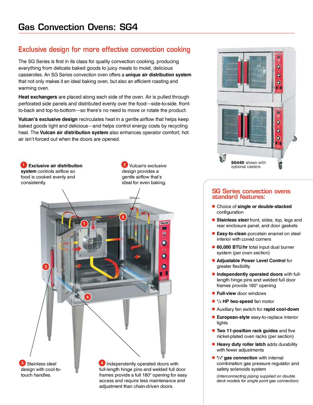 Vulcan-Hart VC6G manual Gas Convection Ovens SG4, Exclusive design for more effective convection cooking 