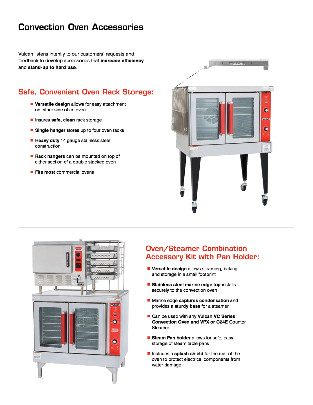 Vulcan-Hart VC6G manual Convection Oven Accessories, Safe, Convenient Oven Rack Storage 
