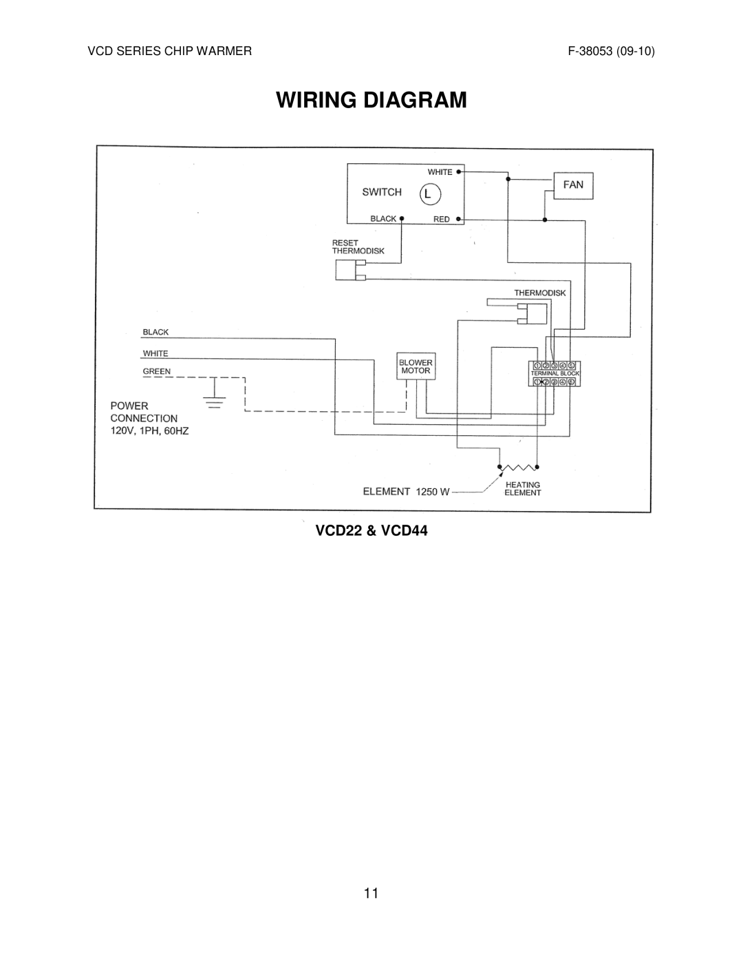 Vulcan-Hart VCD22* ML-138037, VCD44 ML-138069 operation manual Wiring Diagram, VCD22 & VCD44 