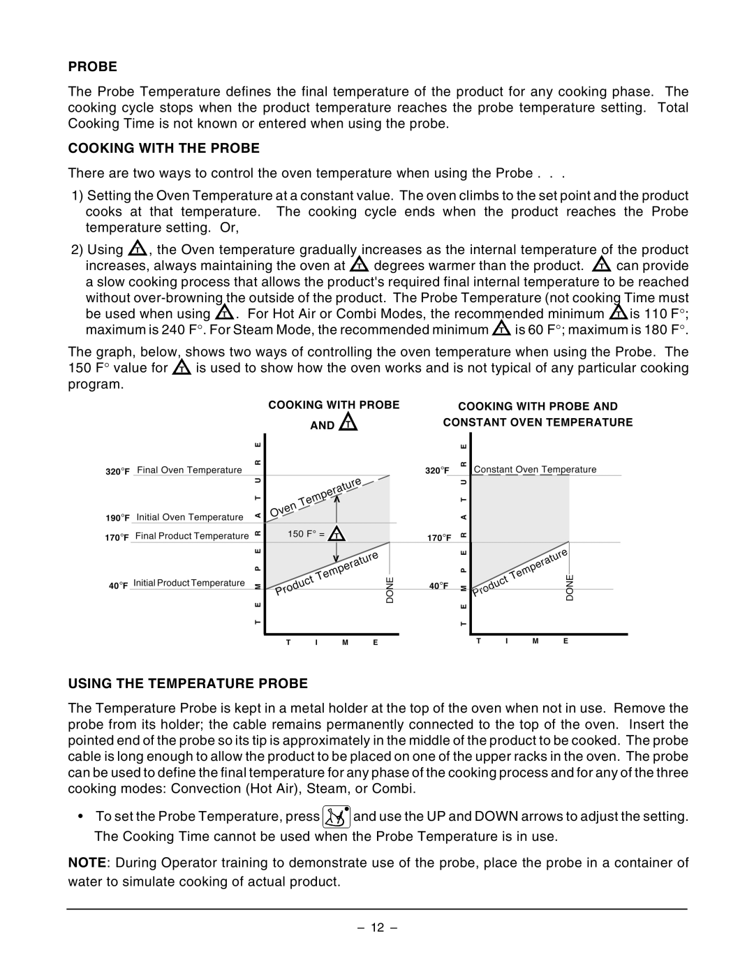 Vulcan-Hart VCE6H ML-126177 manual Cooking with the Probe, Using the Temperature Probe 