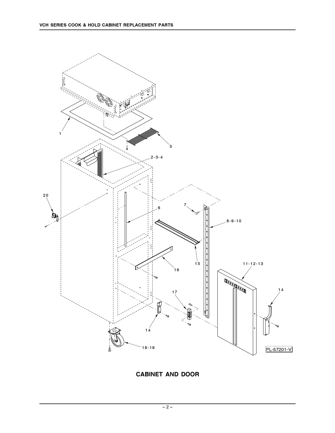 Vulcan-Hart VCH16 ML-126341, VCH88 ML-126342, VCH8 ML-126340 manual VCH Series Cook & Hold Cabinet Replacement Parts 