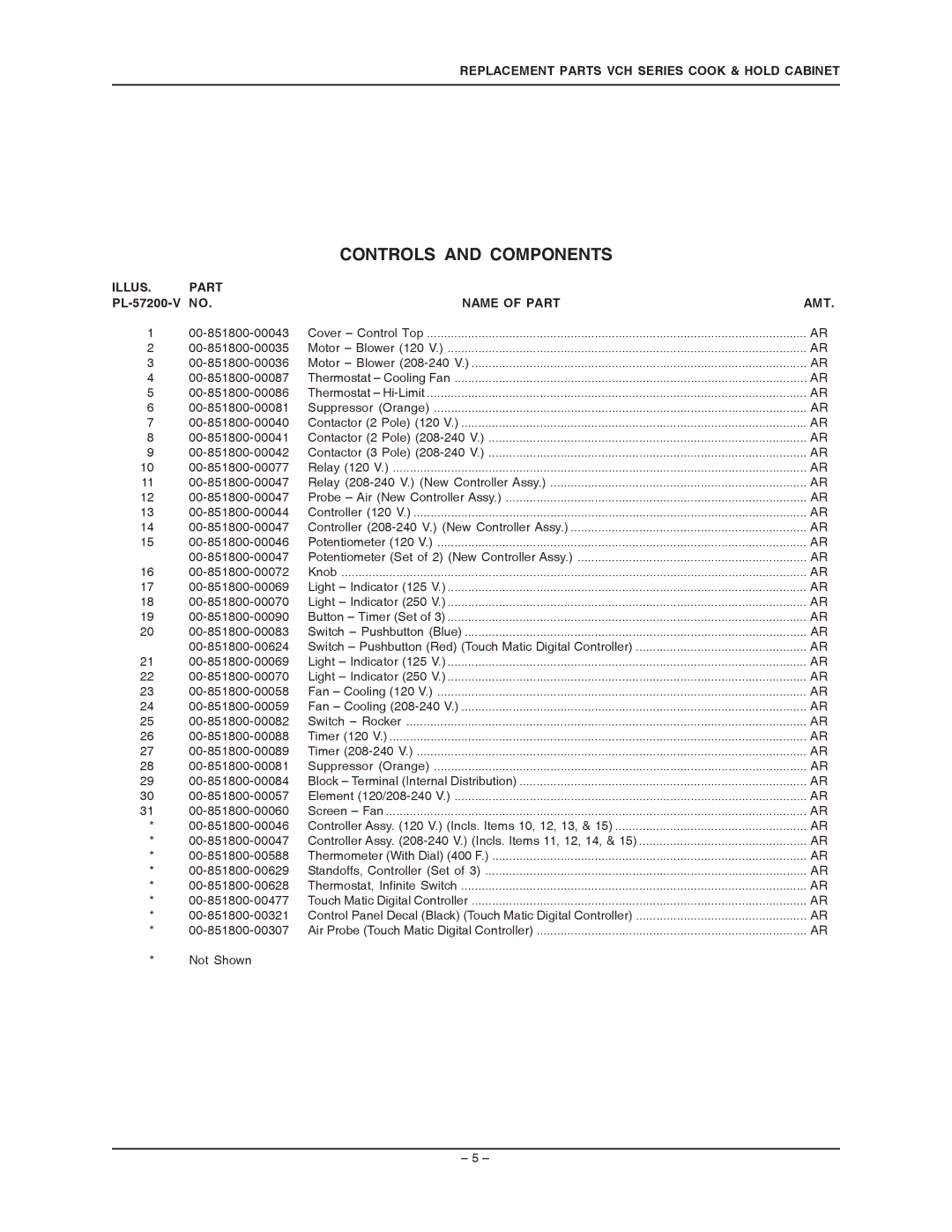 Vulcan-Hart VCH8 ML-126340, VCH88 ML-126342, VCH16 ML-126341, VCH5 ML-126339 manual PL-57200-V no 