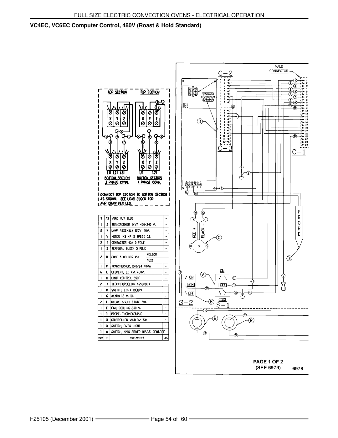 Vulcan-Hart VCIEC, VC6ED, VC4ES, VC4ED, VC6ES service manual VC4EC, VC6EC Computer Control, 480V Roast & Hold Standard 