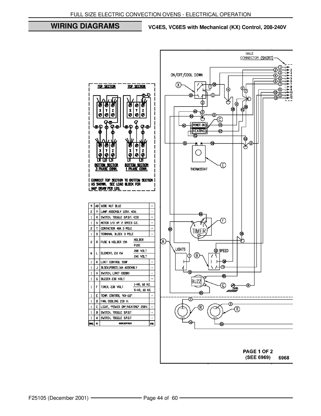 Vulcan-Hart VC6EC, VCIEC, VC6ED, VC4ED service manual Wiring Diagrams, VC4ES, VC6ES with Mechanical KX Control 