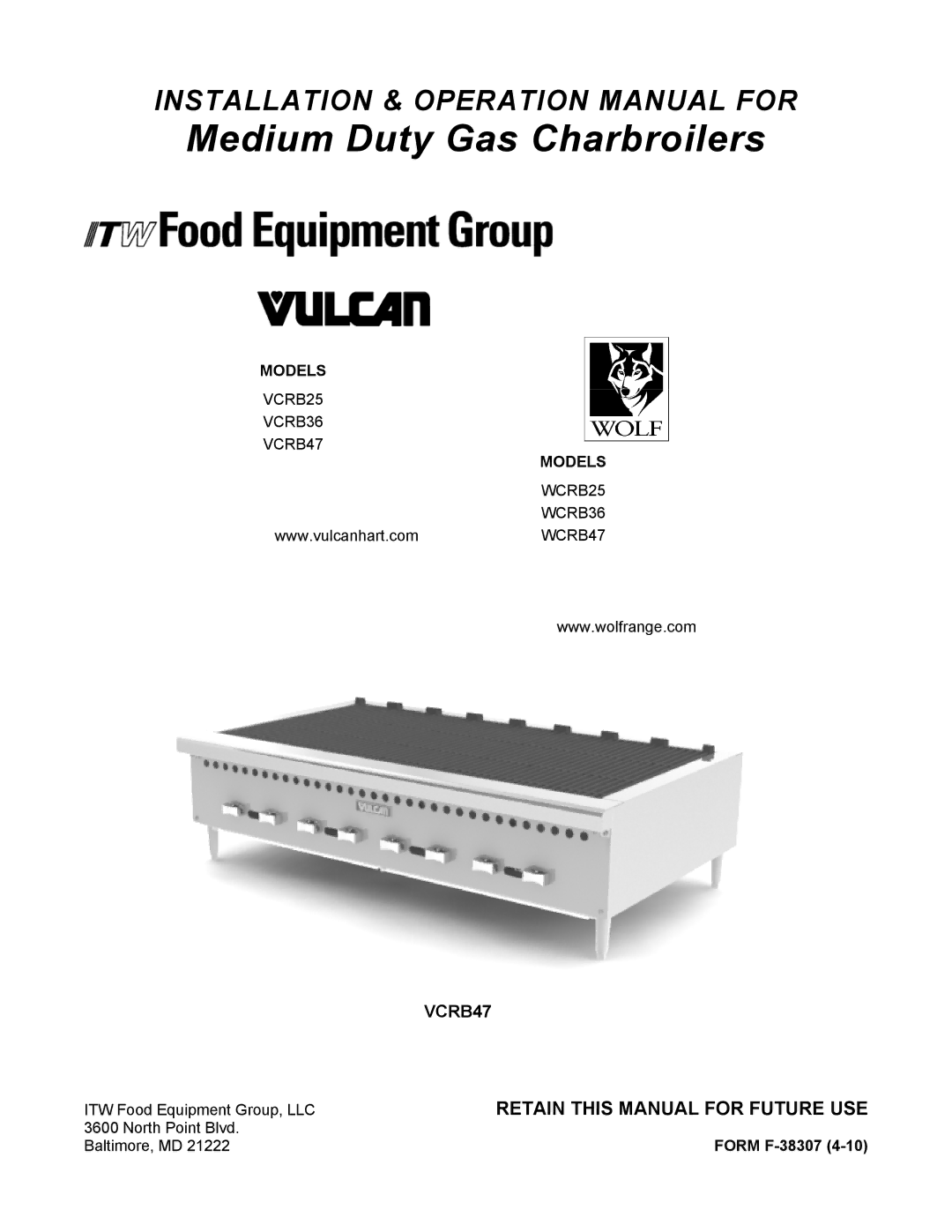 Vulcan-Hart VCRB25, VCRB36 operation manual VCRB47, Retain this Manual for Future USE, Models 