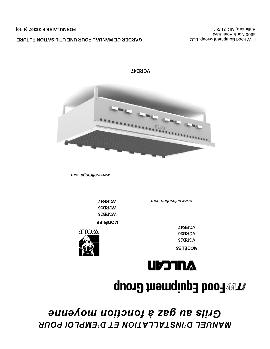 Vulcan-Hart VCRB25, VCRB36 operation manual VCRB47, Modèles 