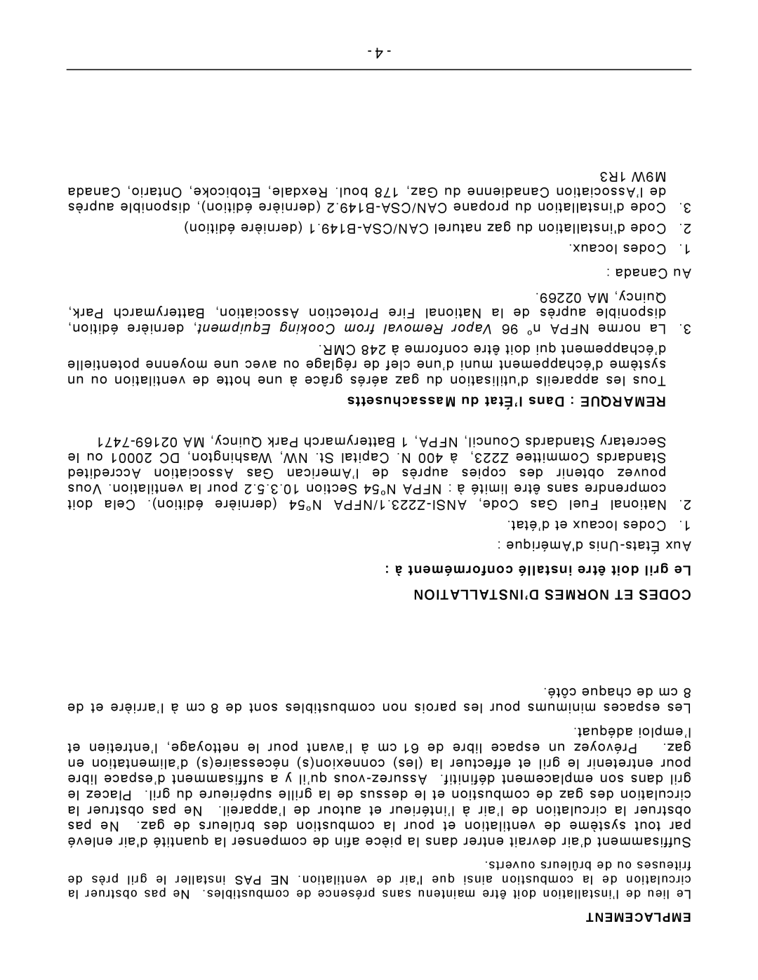 Vulcan-Hart VCRB25, VCRB47, VCRB36 operation manual ’INSTALLATION Normes ET Codes, Emplacement 