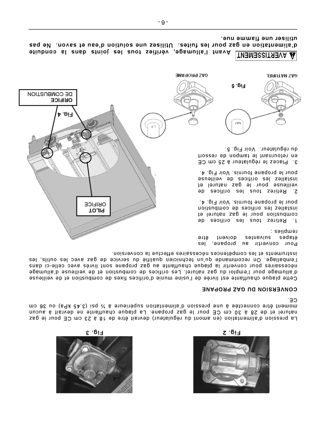 Vulcan-Hart VCRG24-T operation manual Orifice, Pilot, Propane GAZ DU Conversion 