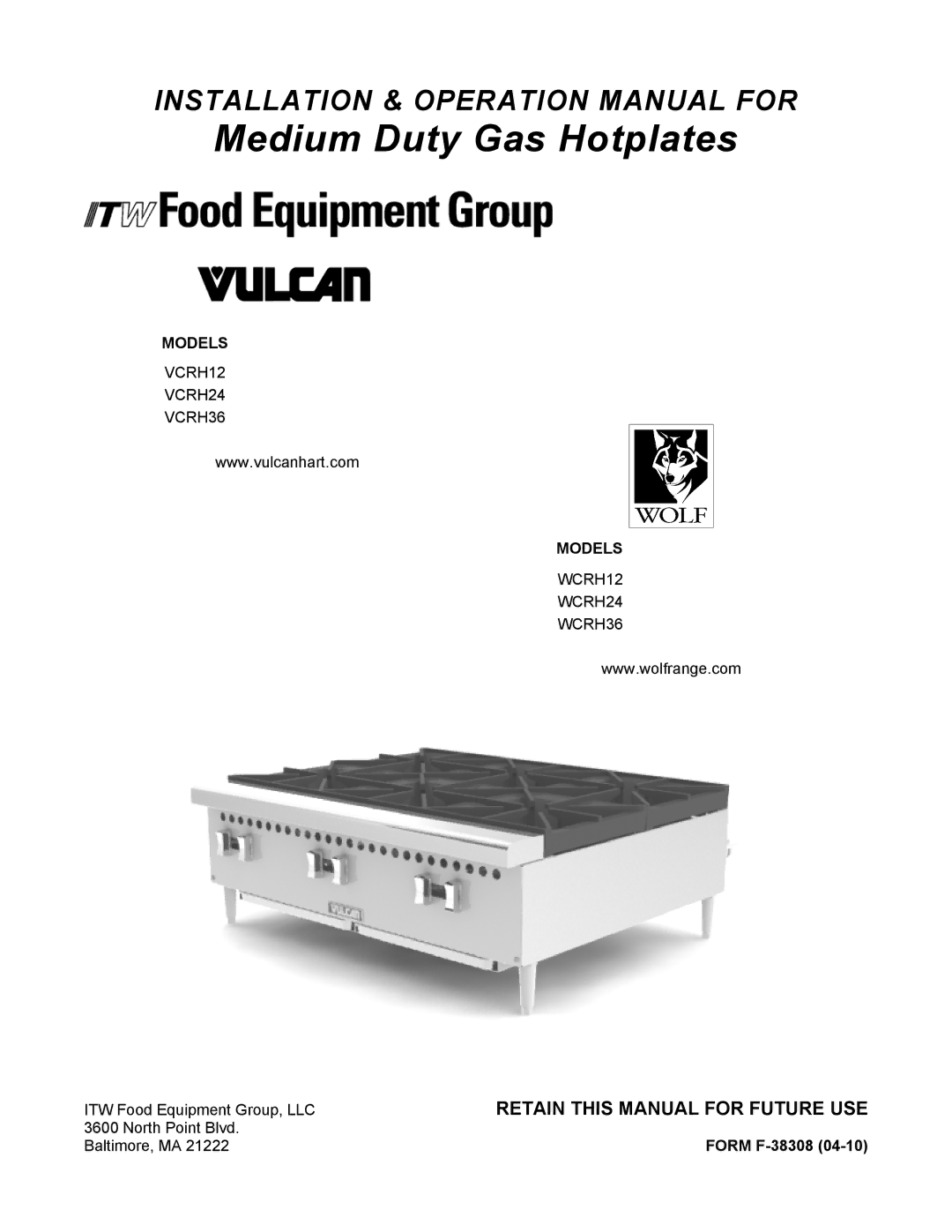 Vulcan-Hart VCRH12 operation manual VCRH36, Models 