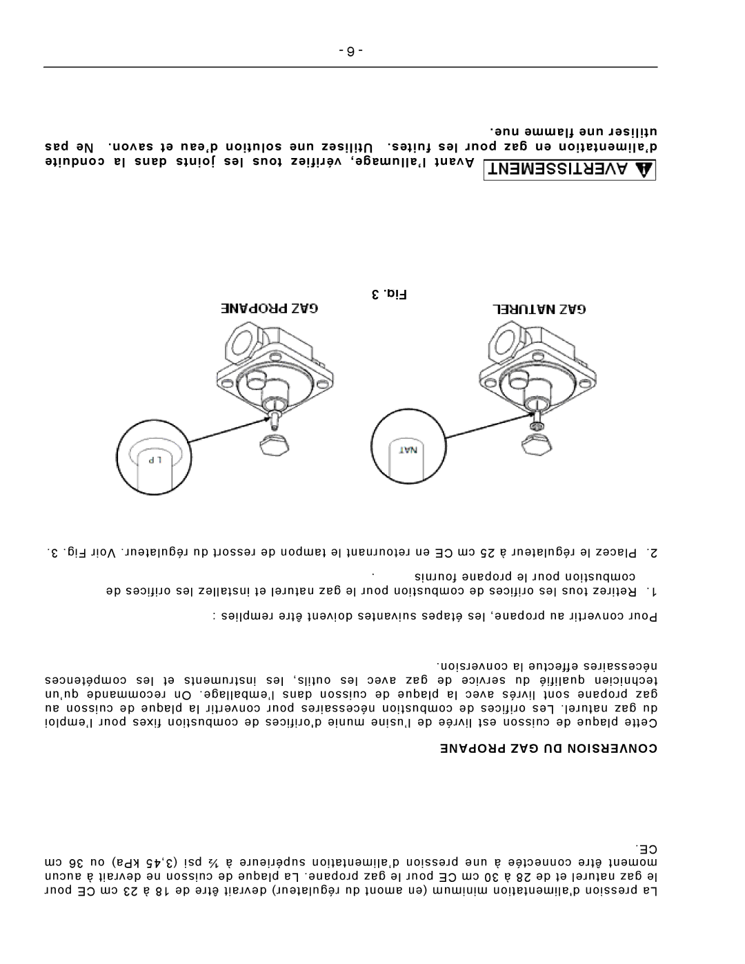 Vulcan-Hart VCRH12 operation manual Propane GAZ DU Conversion 