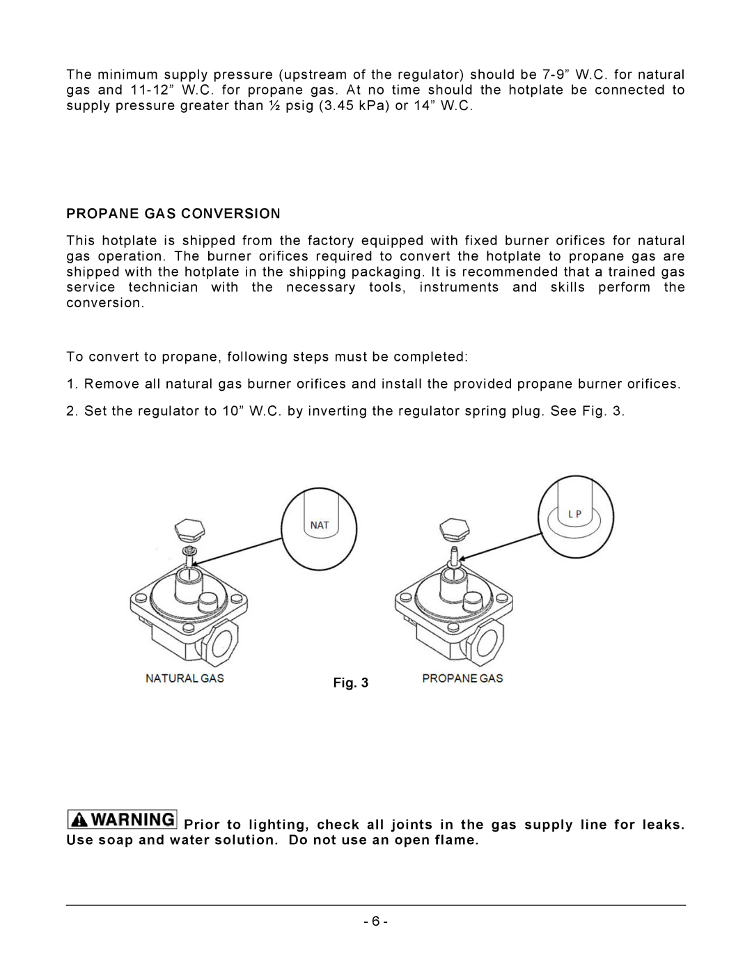 Vulcan-Hart VCRH12 operation manual Propane GAS Conversion 