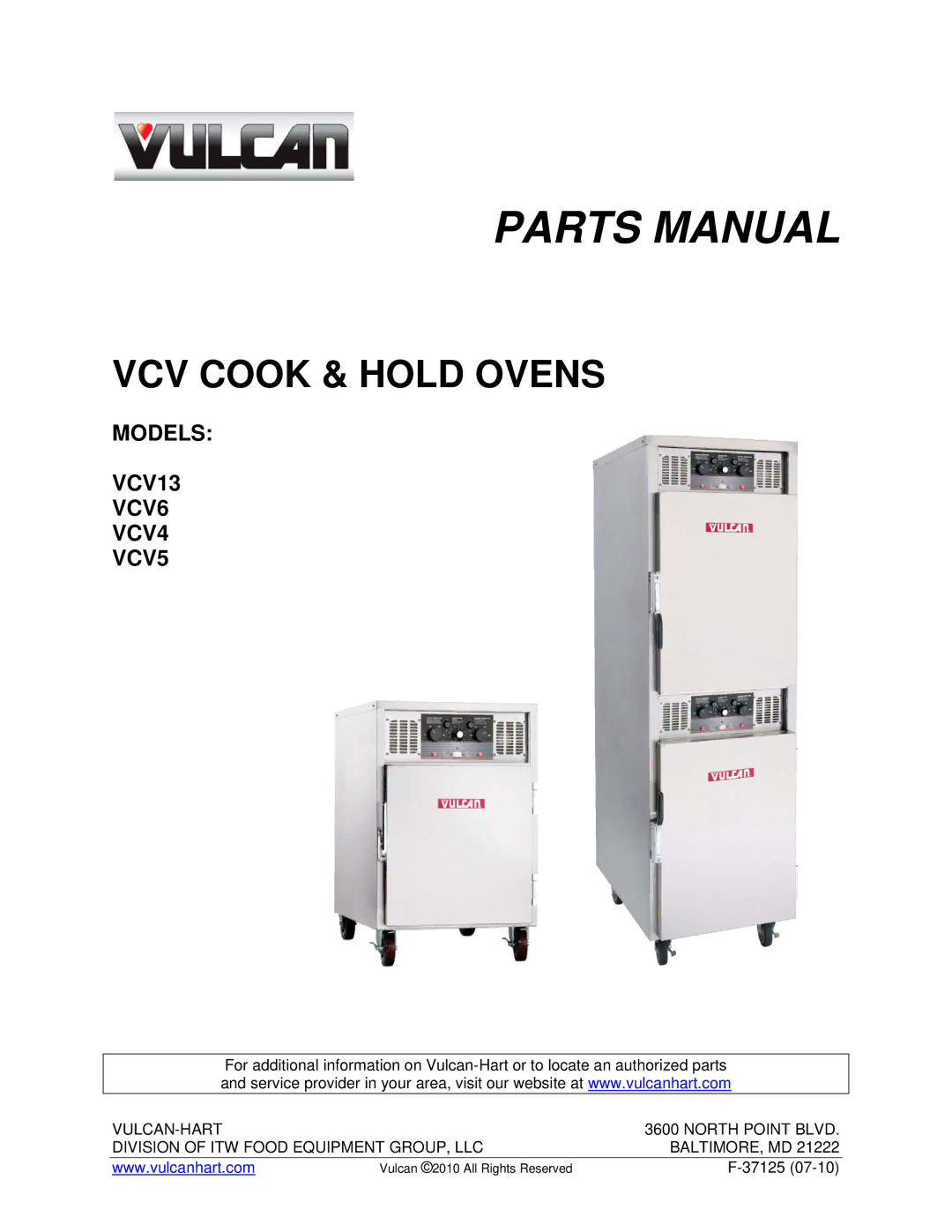 Vulcan-Hart VCV5 manual Parts Manual 