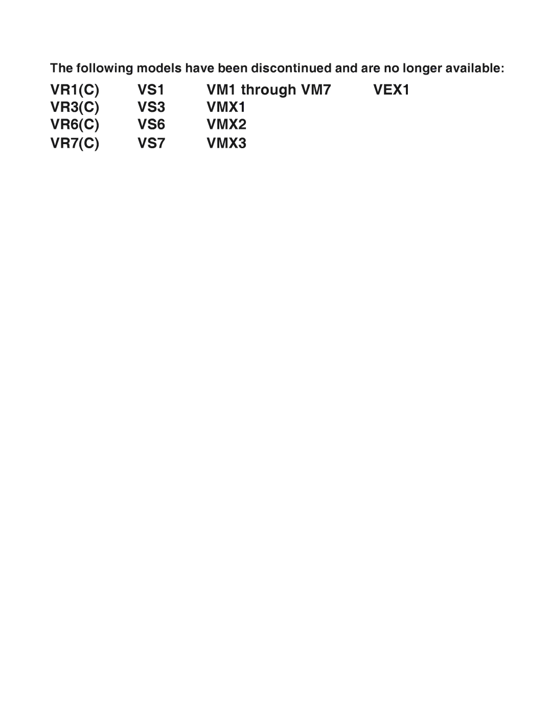 Vulcan-Hart VMX, VEX, VRC operation manual VS1 