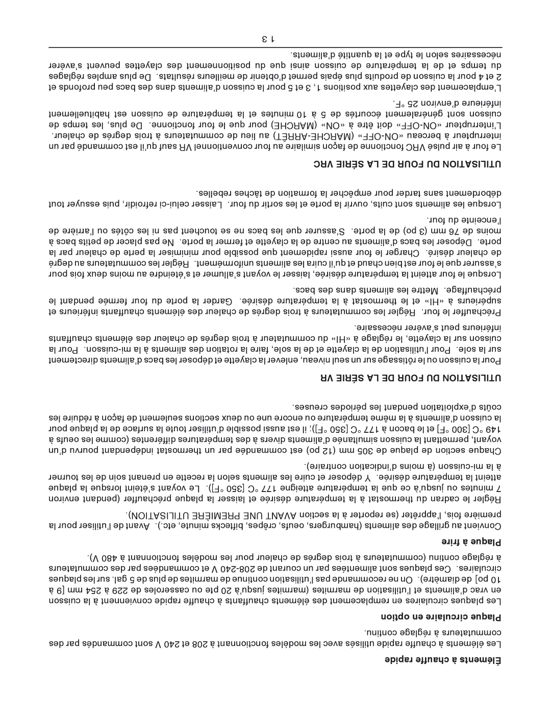 Vulcan-Hart VMX, VEX, VS VRC Série LA DE Four DU Utilisation, VR Série LA DE Four DU Utilisation, Frire à Plaque 