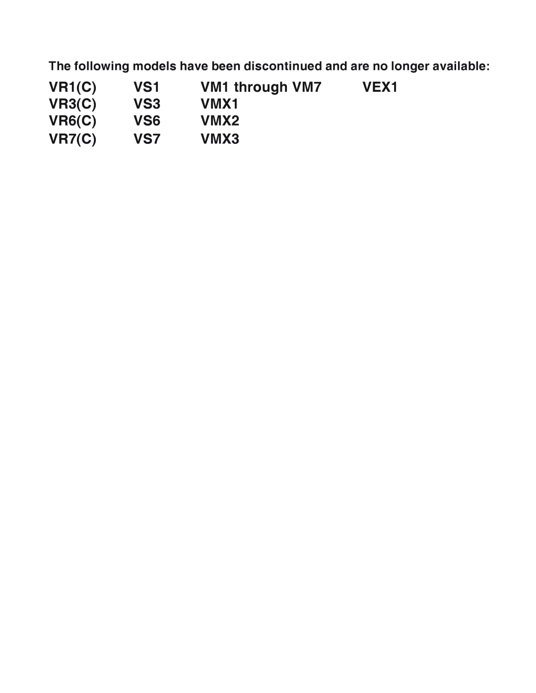 Vulcan-Hart VRC, VS operation manual VR1C, VM1 through VM7, VEX1, VR3C, VMX1, VR6C, VMX2, VR7C, VMX3 