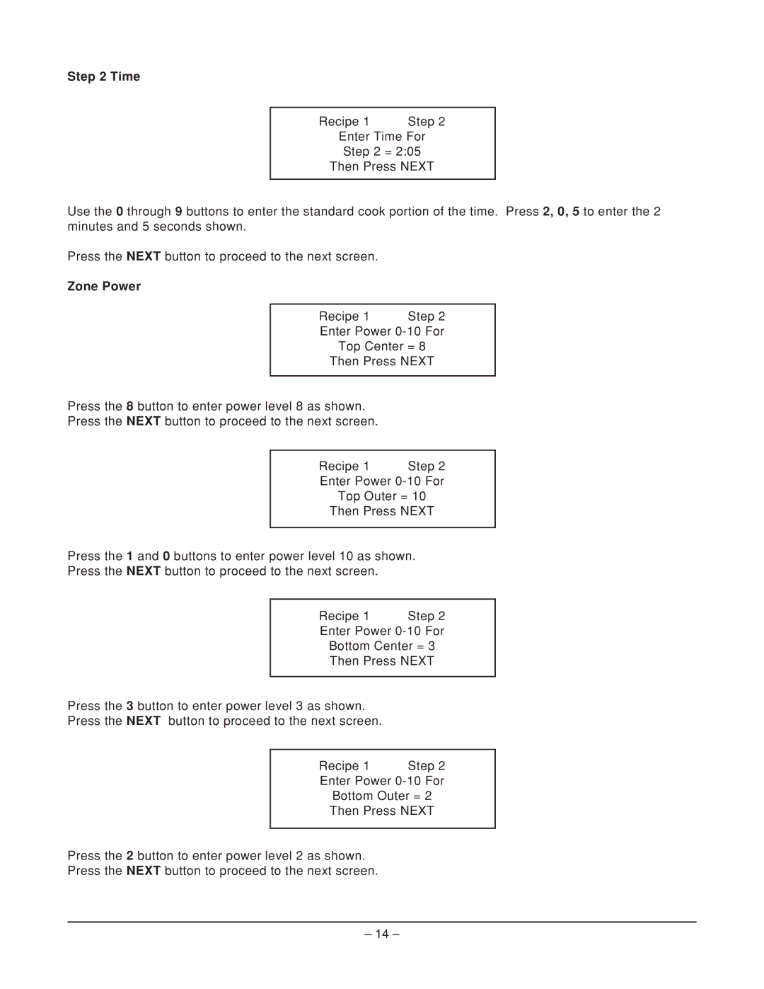 Vulcan-Hart ML-114908, VFB12, ML-114905 operation manual Time, Zone Power 