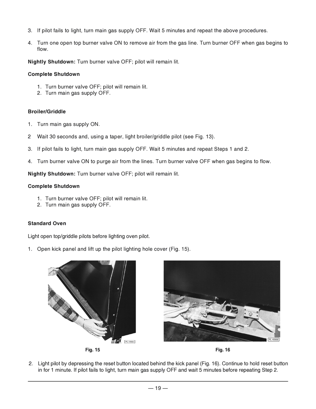 Vulcan-Hart 24L, VG48, VG160, VG36, VG24, VG60, VG260, 481L, 48L, 36L, 160L, 260L operation manual Broiler/Griddle, Standard Oven 