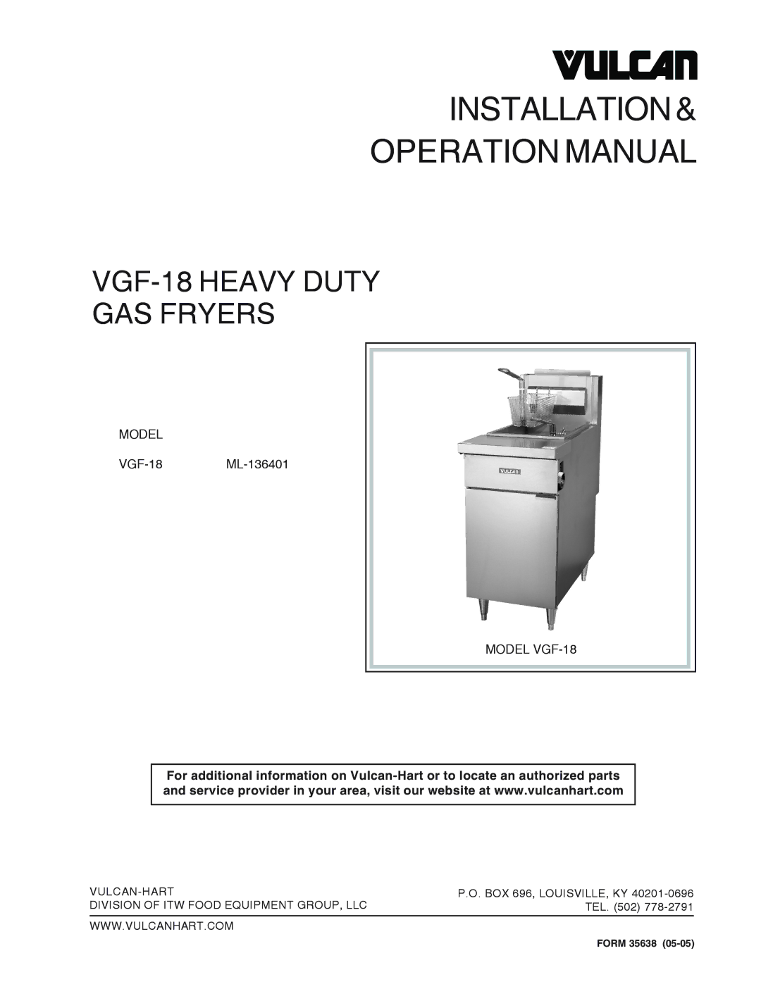 Vulcan-Hart VGF-18 operation manual Installation 