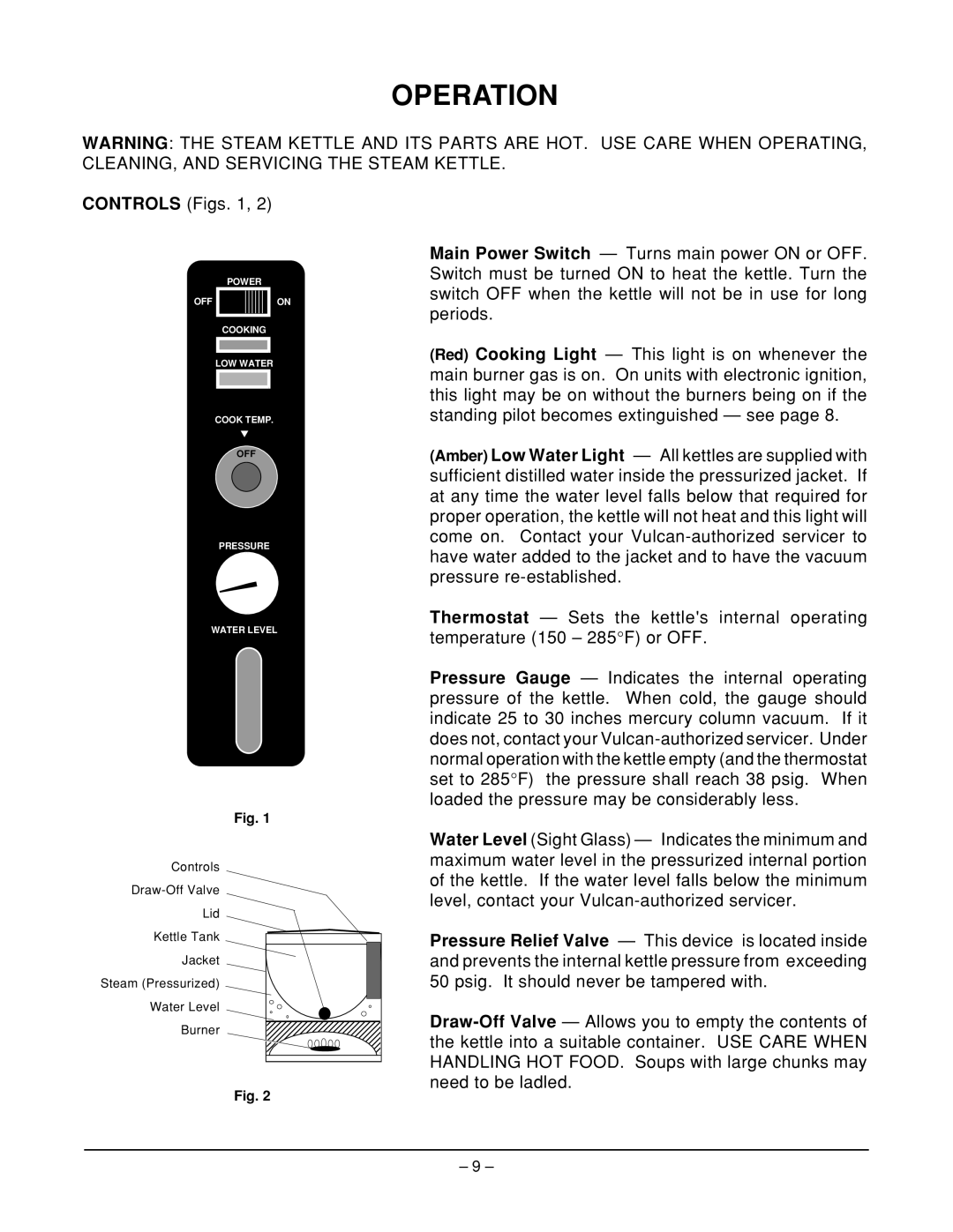 Vulcan-Hart VGL40E, VGL60E, VGL20E operation manual Operation 