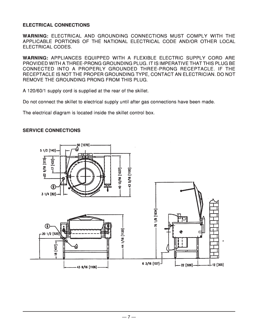 Vulcan-Hart ML-114950, VGTRS35 operation manual Electrical Connections, Service Connections 