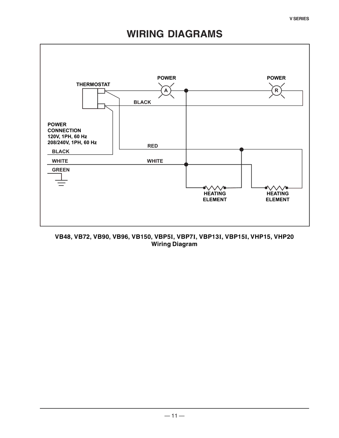 Vulcan-Hart VHP15 ML-126346, VHDP5 ML-138035, VB90 ML-126548, VBS15 ML-138033, VB150 ML-126552, VB96 ML-126550 Wiring Diagrams 