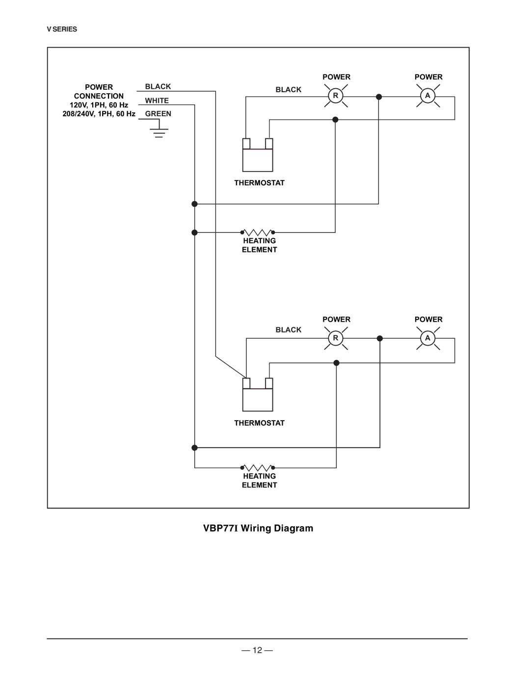 Vulcan-Hart VBS7 ML-138032, VHDP5 ML-138035, VB90 ML-126548, VBS15 ML-138033, VB150 ML-126552 VBP77I Wiring Diagram 