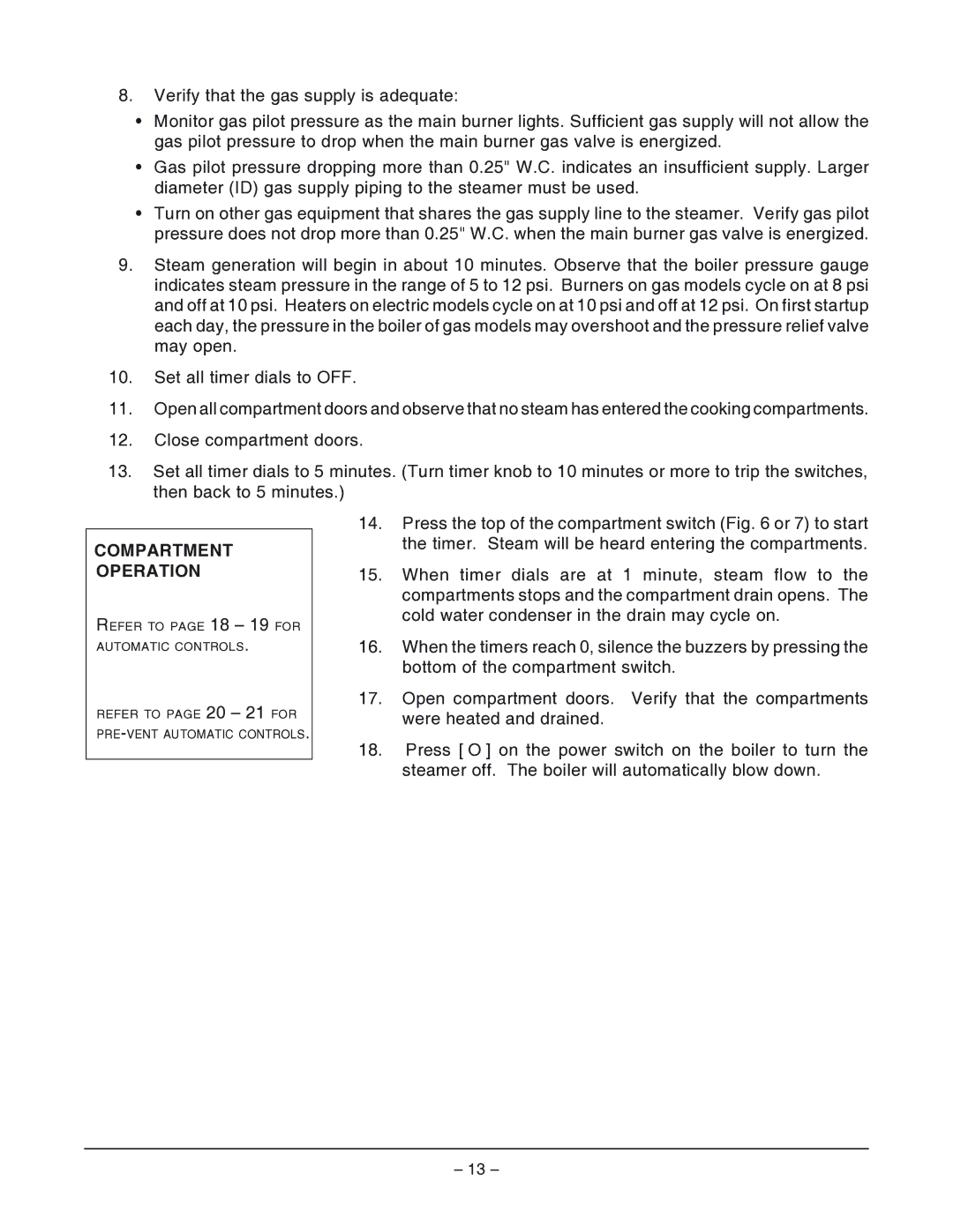 Vulcan-Hart VHL2G operation manual Compartment Operation 