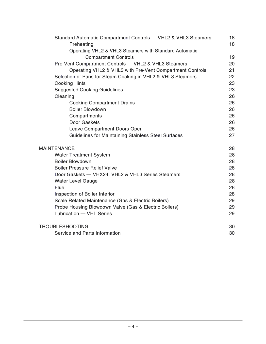 Vulcan-Hart VHL2G operation manual Troubleshooting 