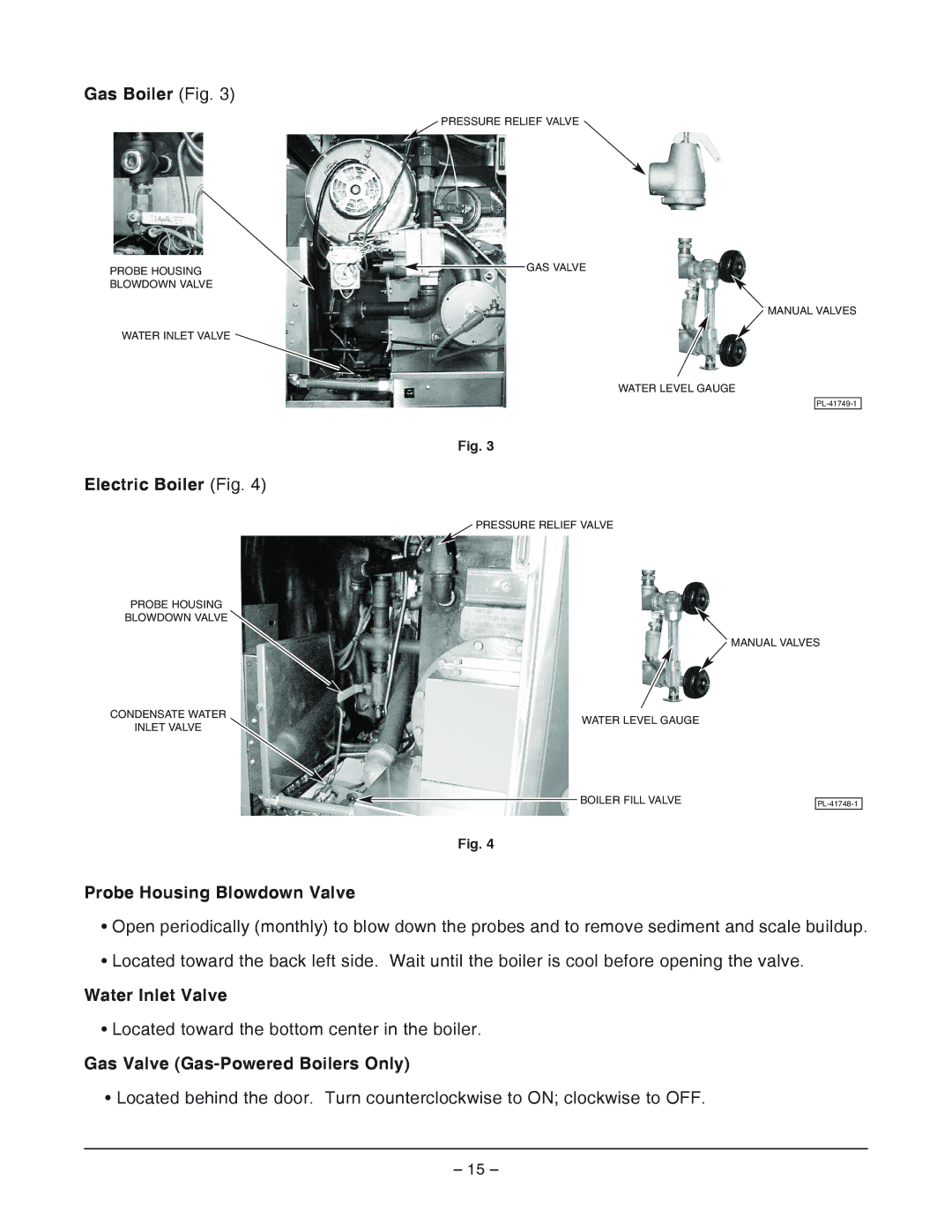 Vulcan-Hart VHX24, VHL2, VHL3 & VH3616 Gas Boiler Fig, Electric Boiler Fig, Probe Housing Blowdown Valve, Water Inlet Valve 