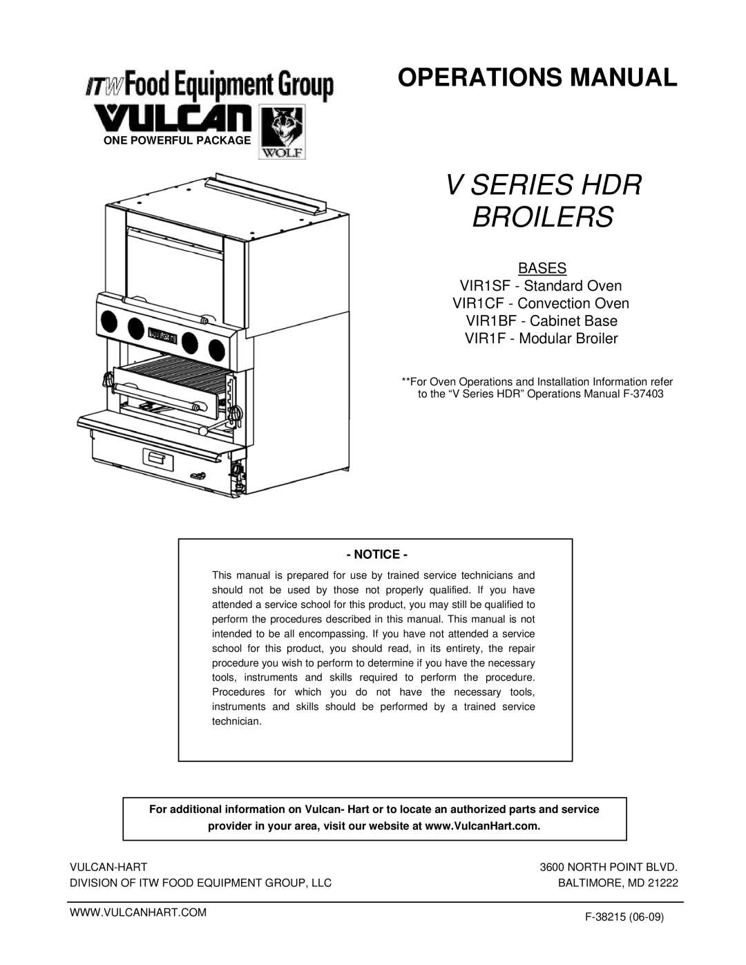 Vulcan-Hart VIR1BF, VIR1CF, VIR1SF, VIR1F manual Series HDR Broilers 