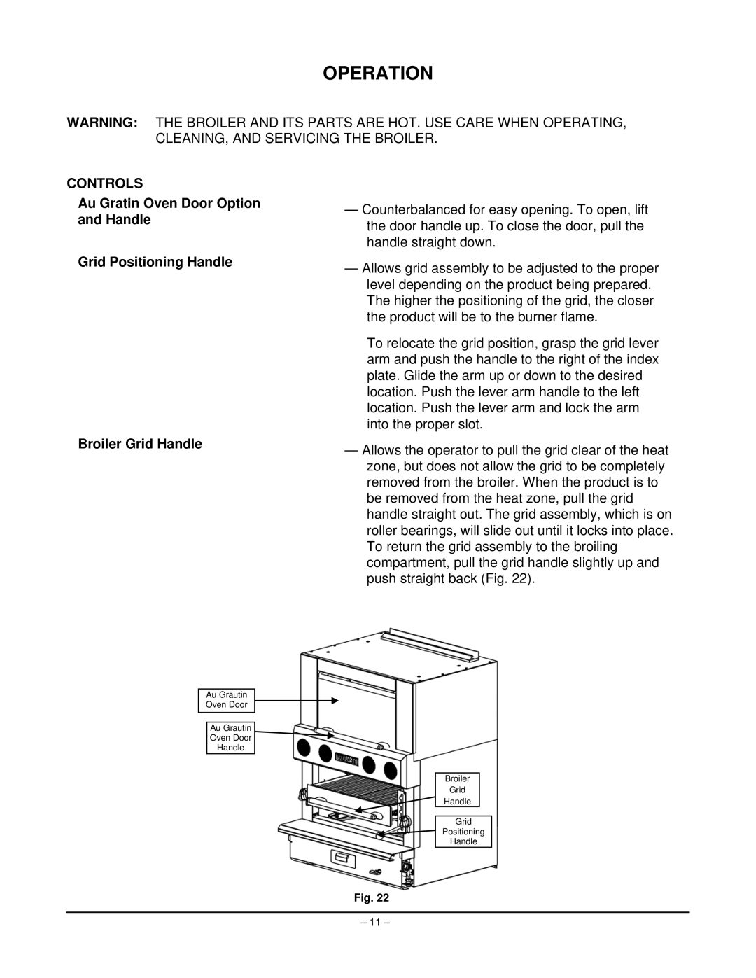 Vulcan-Hart VIR1F, VIR1CF, VIR1BF, VIR1SF manual Operation, Controls 