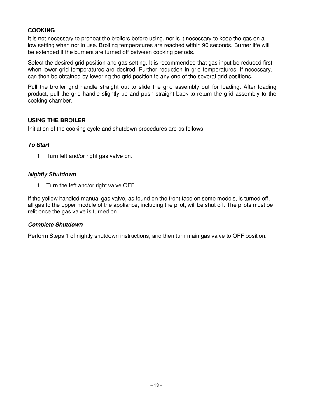 Vulcan-Hart VIR1BF, VIR1CF, VIR1SF, VIR1F manual Cooking, Using the Broiler 