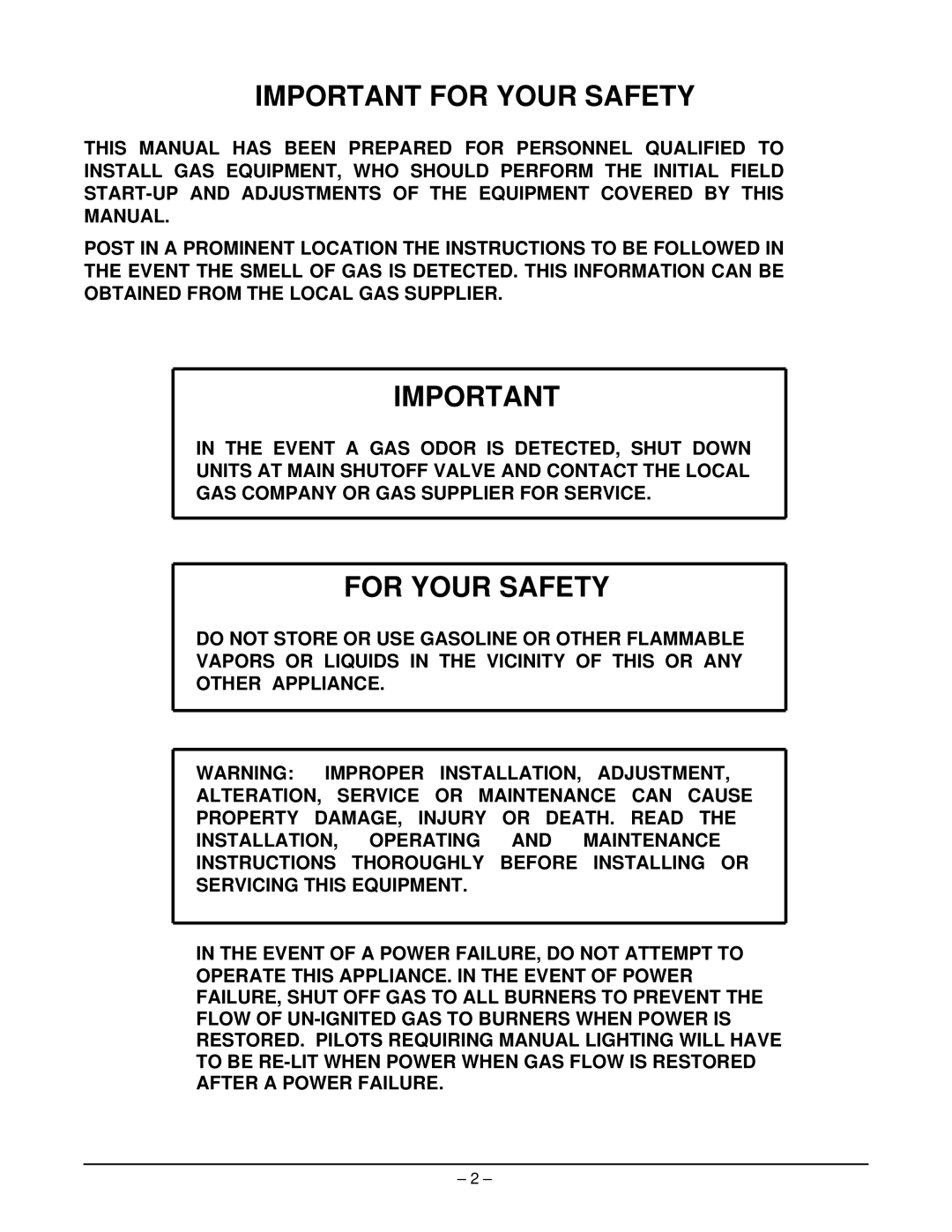 Vulcan-Hart VIR1SF, VIR1CF, VIR1BF, VIR1F manual Important for Your Safety 