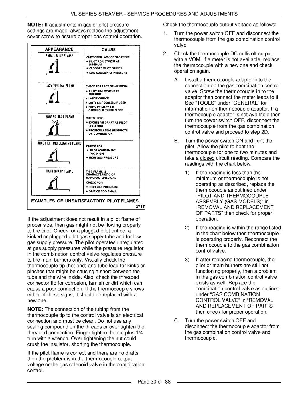 Vulcan-Hart VL3GPS, VL3GMS, VL2GMS, VL3GAS, VL2GAS, VL2GSS, VL3GSS, VL2GPS VL Series Steamer Service Procedures and Adjustments 