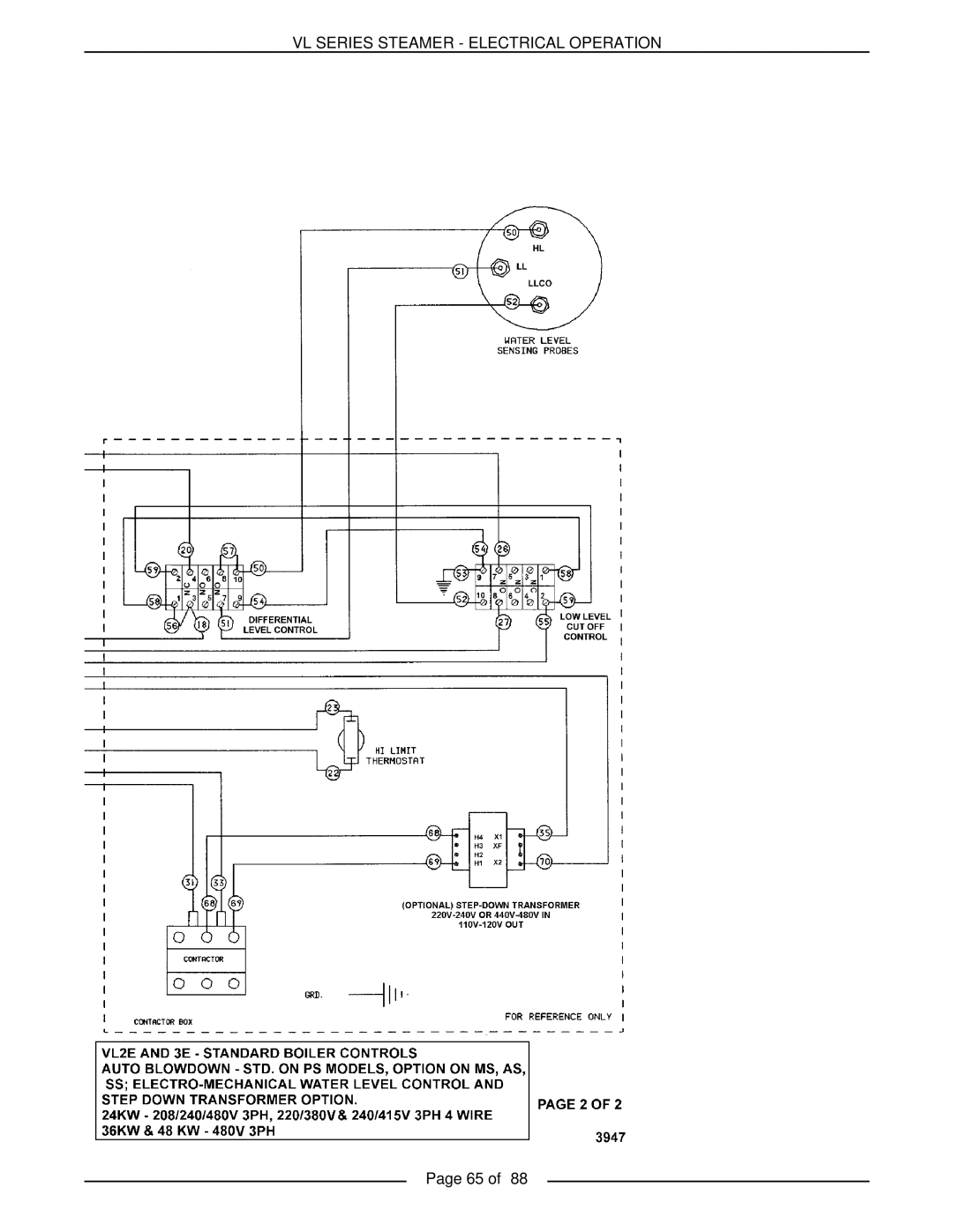 Vulcan-Hart VL2GMS, VL3GMS, VL3GAS, VL2GAS, VL2GSS, VL3GSS, VL3GPS, VL2GPS service manual VL Series Steamer Electrical Operation 