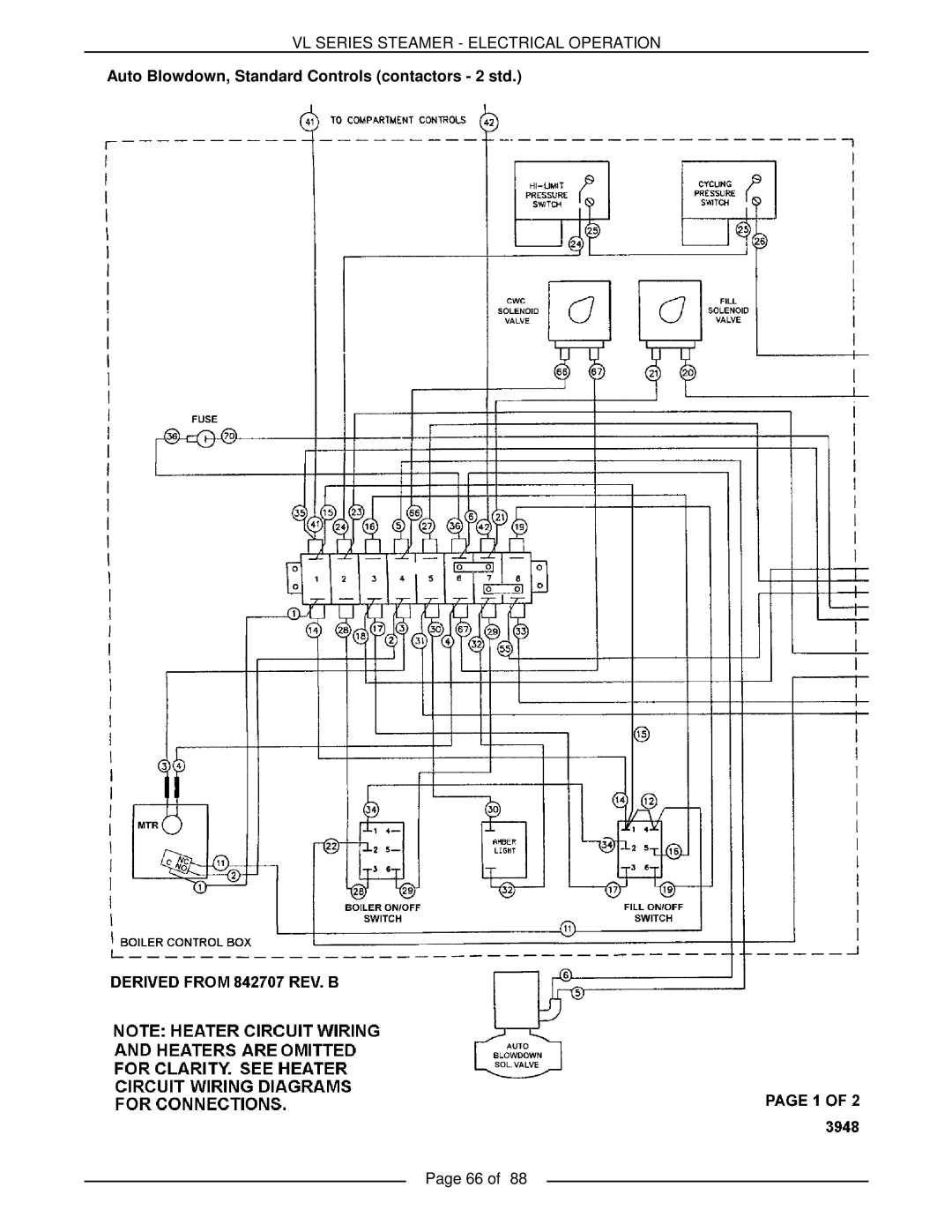 Vulcan-Hart VL3GAS, VL3GMS, VL2GMS, VL2GAS, VL2GSS, VL3GSS, VL3GPS, VL2GPS Auto Blowdown, Standard Controls contactors 2 std 