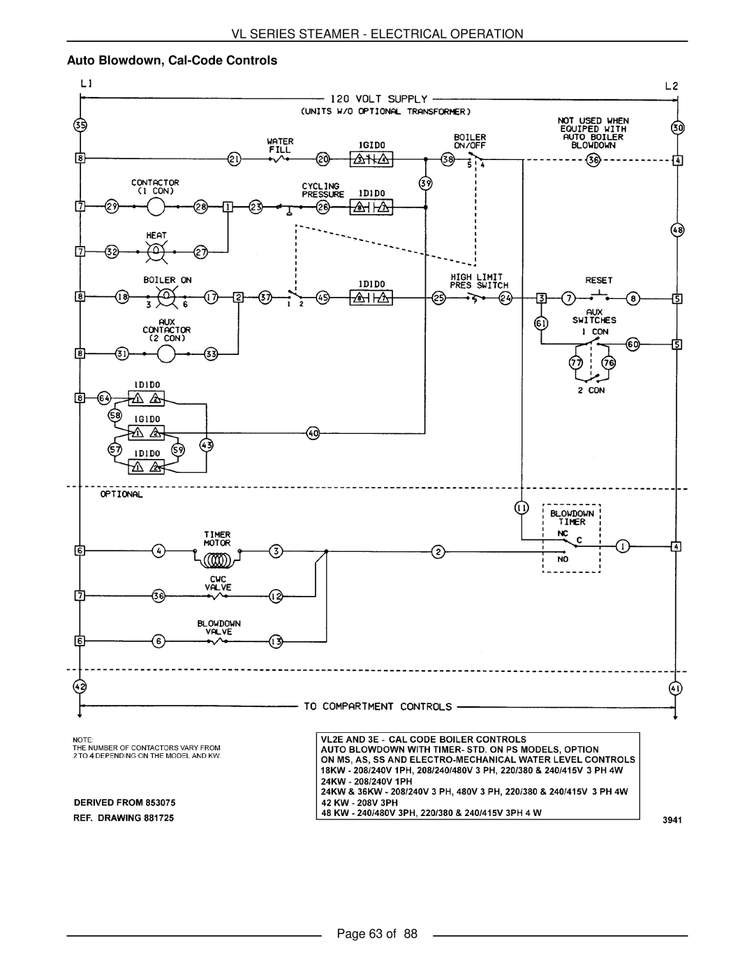 Vulcan-Hart VL2GPS, VL3GMS, VL2GMS Vl Series Steamer - Electrical Operation, Auto Blowdown, Cal-CodeControls, Page 63 of 