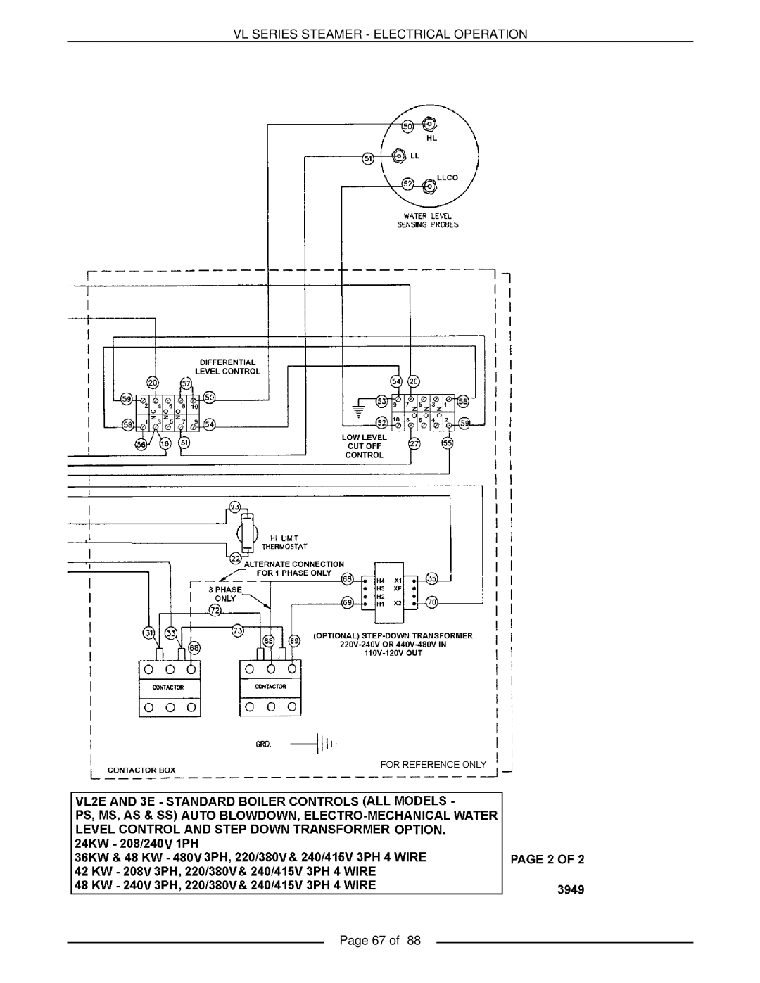 Vulcan-Hart VL2GAS, VL3GMS, VL2GMS, VL3GAS, VL2GSS, VL3GSS, VL3GPS, VL2GPS Vl Series Steamer - Electrical Operation, Page 67 of 